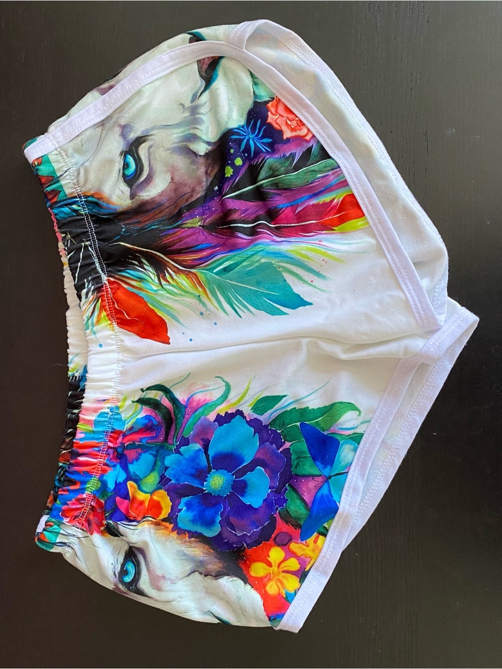 White Athletic Shorts with Vibrant Floral & Horse Print